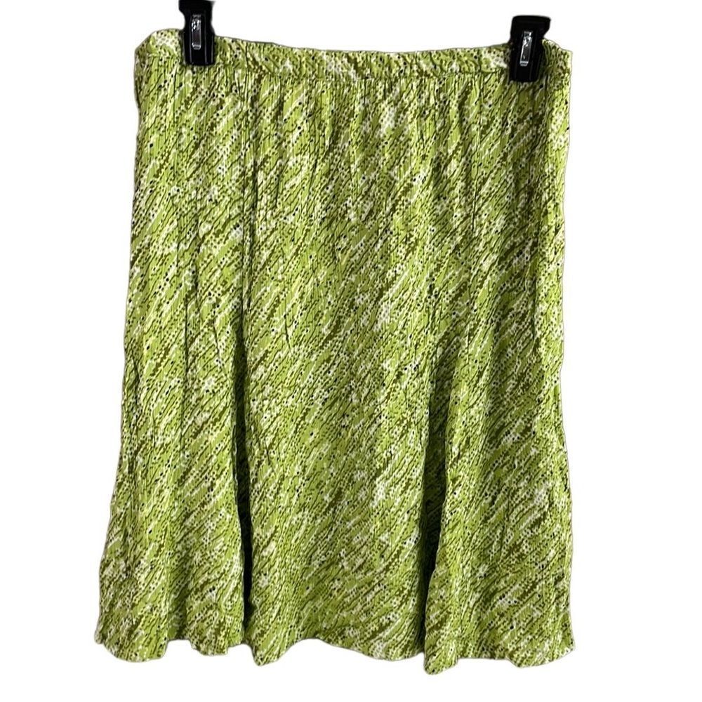 Ladies Elastic Waist Green Knee Length Rayon Skirt Size XL